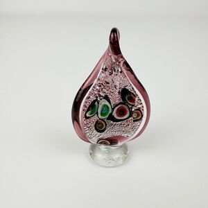 Very Small Hand-Blown Unbranded Art Glass Paperweight or Sculpture-Clear Base